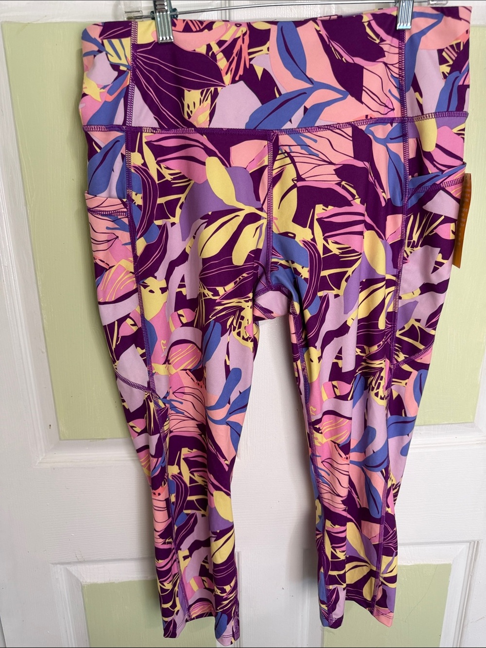 Avia Purple Floral Print High-Waist Leggings